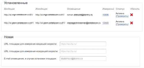 Площадки интернет провайдера